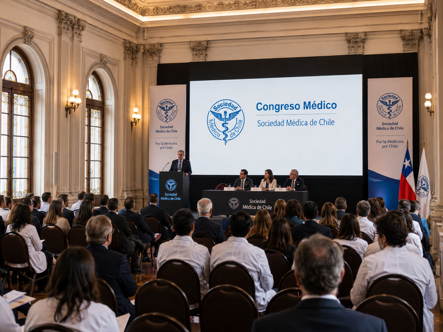 Congreso médico en instalaciones de la Sociedad Médica de Chile